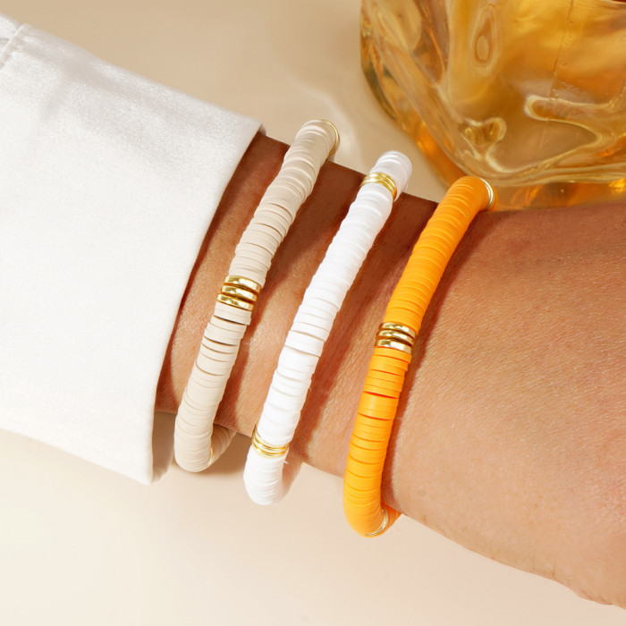 Hot-Selling Bracelet for Women, Soft Clay Slices, Colorful Surfer, Stackable Beaded Bohemian Bracelet Wholesale