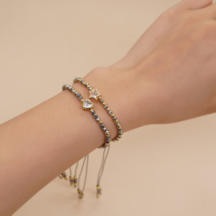 INS Natural Stone Texture Crystal Bracelet Light Luxury High-end Feel Women's Jewelry Summer Fashion Versatile Crystal Bracelet