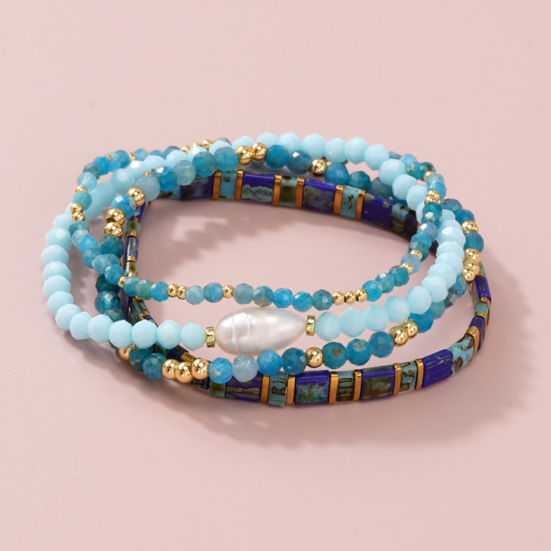 Cross-Border New Multi-Layer Stacked Beaded Bracelet for Women Vintage Versatile Bracelet Ins Niche Design Fashion Jewelry