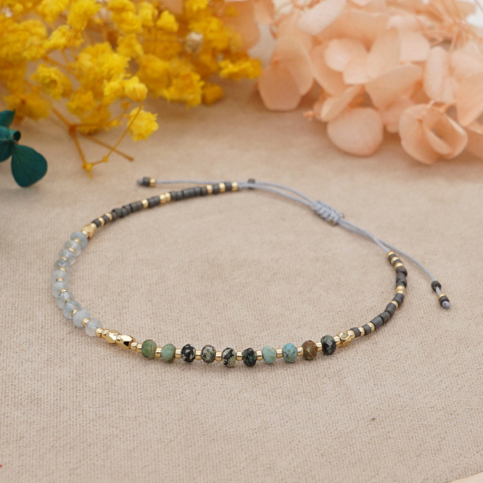 Natural Turquoise Faceted Beaded Bracelet Summer Beach Fashion Versatile Matte Non-Fading Hand Jewelry Bracelet for S...