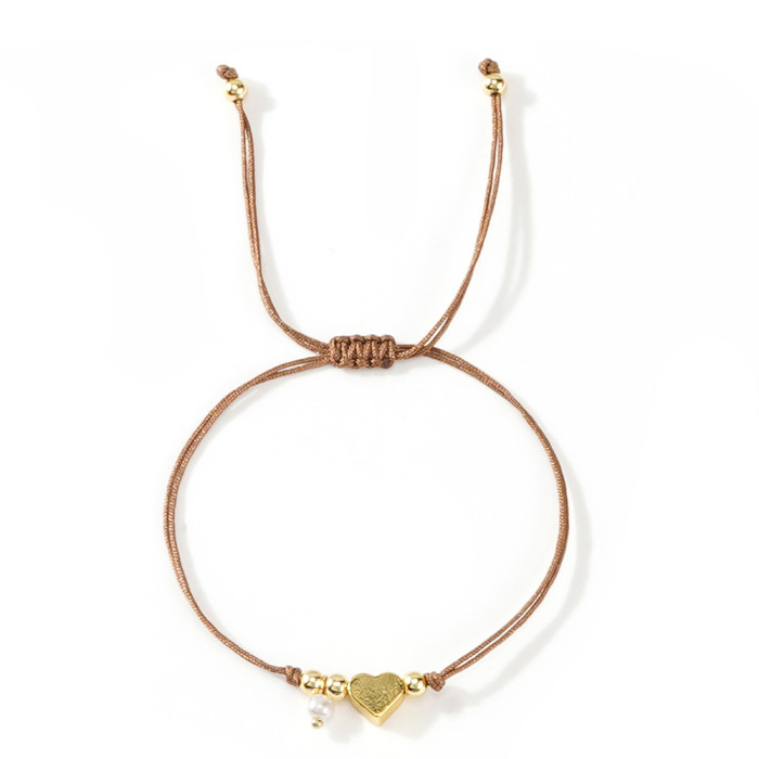 2025 New Bohemian Style Hand Jewelry Colorful Imitation Pearl Heart Copper Bead Women's Bracelet Wholesale