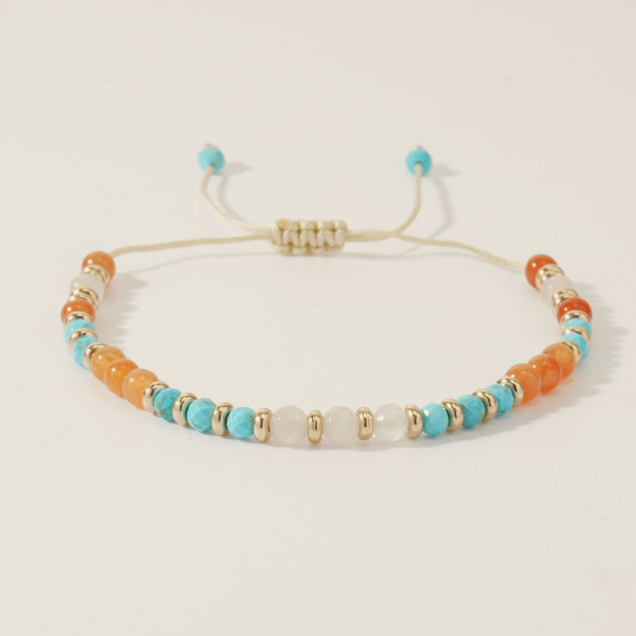 Glossy Faceted Natural Stone Bracelet with Gold Spacer Strawberry Crystal Decoration Women's Summer Gift Bracelet Wholesale