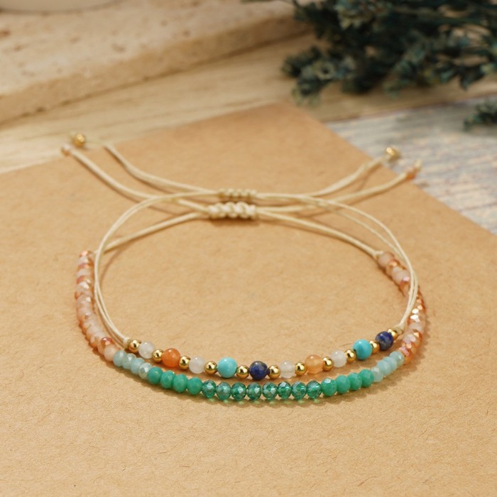 Spring New Mother's Day Gift Bohemian Beaded Glass Crystal Bracelet Round Vacation Style Fashion Jewelry