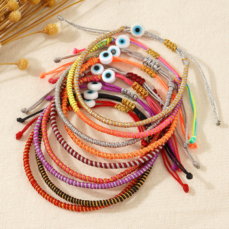 Cross-Border Bohemian Style Twisted Rope Bracelet for Women with Glass Flat Beads Design Jewelry Bracelet Simple Casual Fashion Bracelet