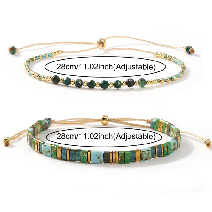 Hot Selling Bohemian Turquoise Bracelet Light Luxury Gold Beads Tila Beads Versatile Essential Layered Jewelry for Women