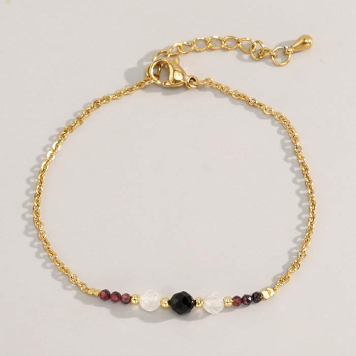 Cross-Border Hot-Selling Niche Semi-Precious Stone Bracelet Bohemian Chain Beaded Double-Layer Stacked High-End Bracelet