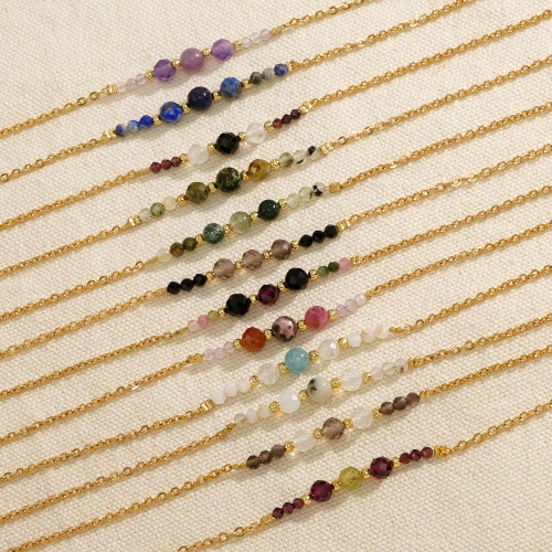 Cross-Border Hot-Selling Bohemian Bracelet Niche High-End Copper Bead O-Chain Semi-Precious Stone Bracelet Jewelry Wholesale