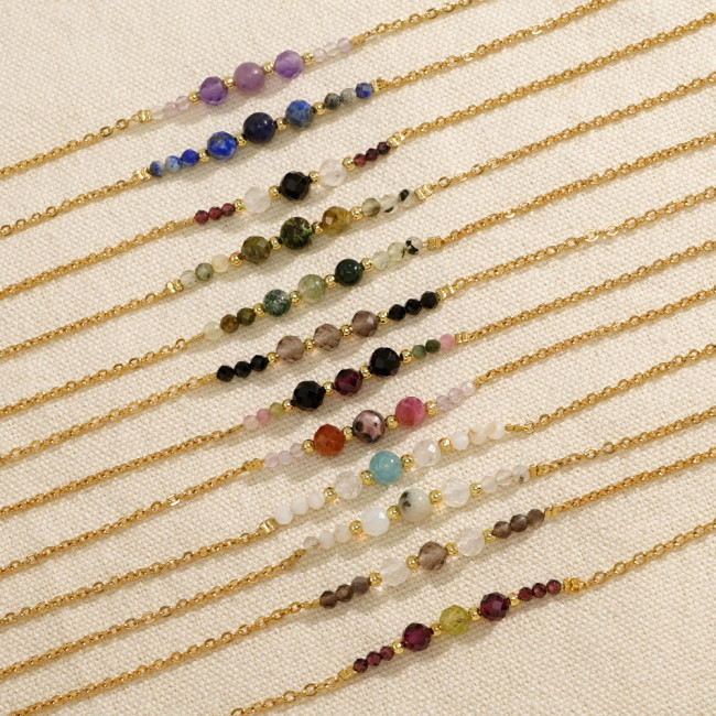 Cross-Border Hot-Selling Bohemian Bracelet Niche High-End Copper Bead O-Chain Semi-Precious Stone Bracelet Jewelry Wholesale