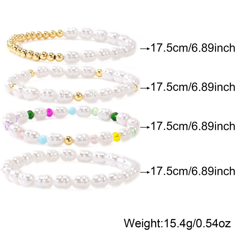 Cross-Border Bracelet for Women with High-End Creative Imitation Pearl Heart Beaded Bracelet Cross Multi-Layer Stacking Bracelet