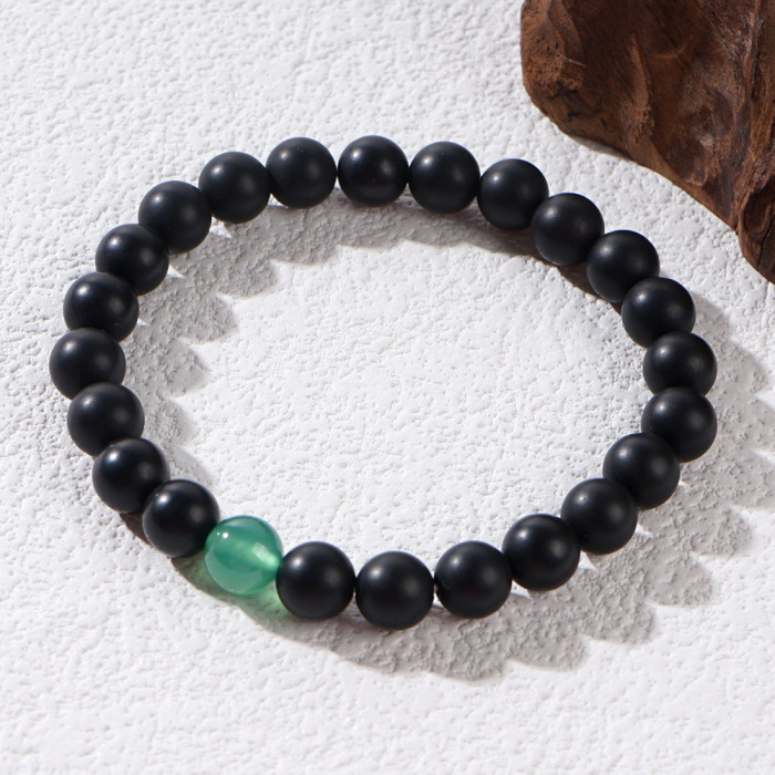 Cross-Border New Natural Stone Bracelet Men's Classic 8MM Tiger Eye Matte Bead Obsidian Bracelet