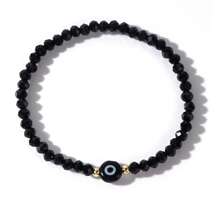 Original Design Crystal Flat Bead Bracelet Glass Bead Eye Accessory Simple Commuting Daily Versatile Women's Popular...