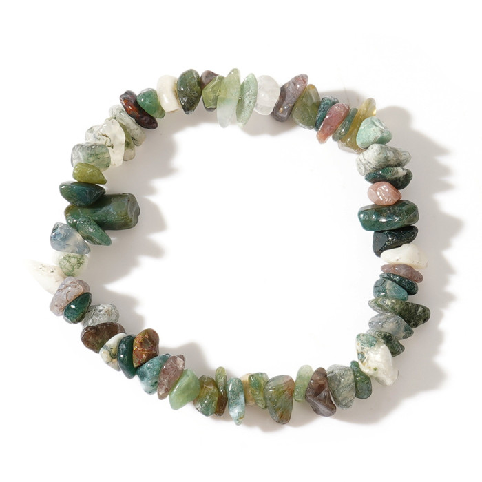 Raw Stone Crystal Mineral Raw Stone Women's Bracelet Irregular Crushed Stone Pink Quartz Elastic Cord Bracelet Jewelry Gift In Stock