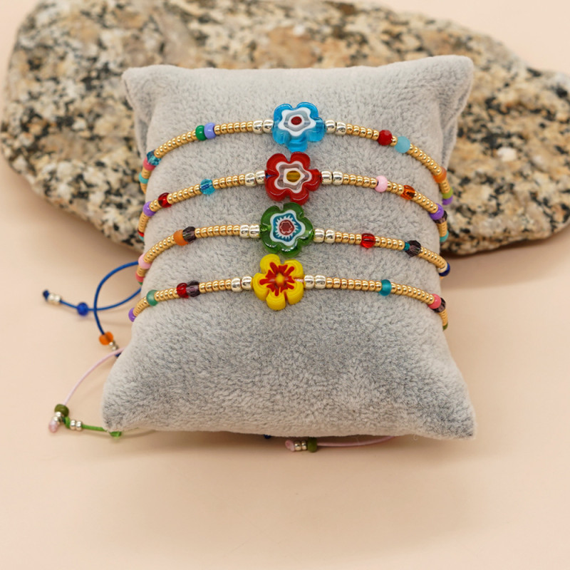 2025 Original New Flower Accessories Thin Bracelet Bohemian Creative Good Luck Glass Bead Bracelet In Stock Wholesale