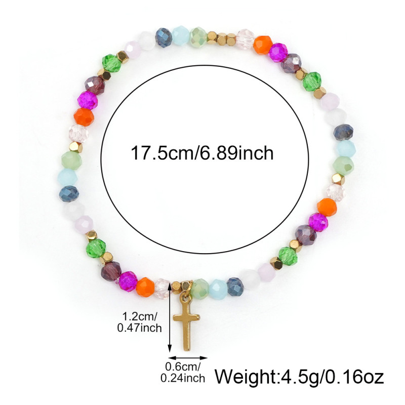 Cross Natural Stone Crystal Bracelet Summer Vibrant Dopamine Jewelry Friend Best Friend Gift Bracelet Wholesale