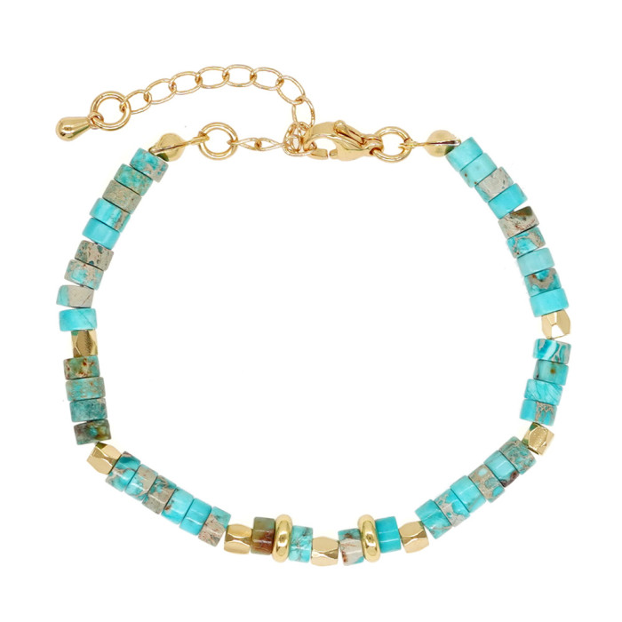 Macaron Color Series Cross Natural Stone Bracelet European and American Fresh Sweet Beaded Bracelet for Women Summer Hot-Selling Bracelet