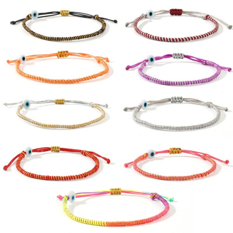 Cross-Border Bohemian Style Twisted Rope Bracelet for Women with Glass Flat Beads Design Jewelry Bracelet Simple Casual Fashion Bracelet