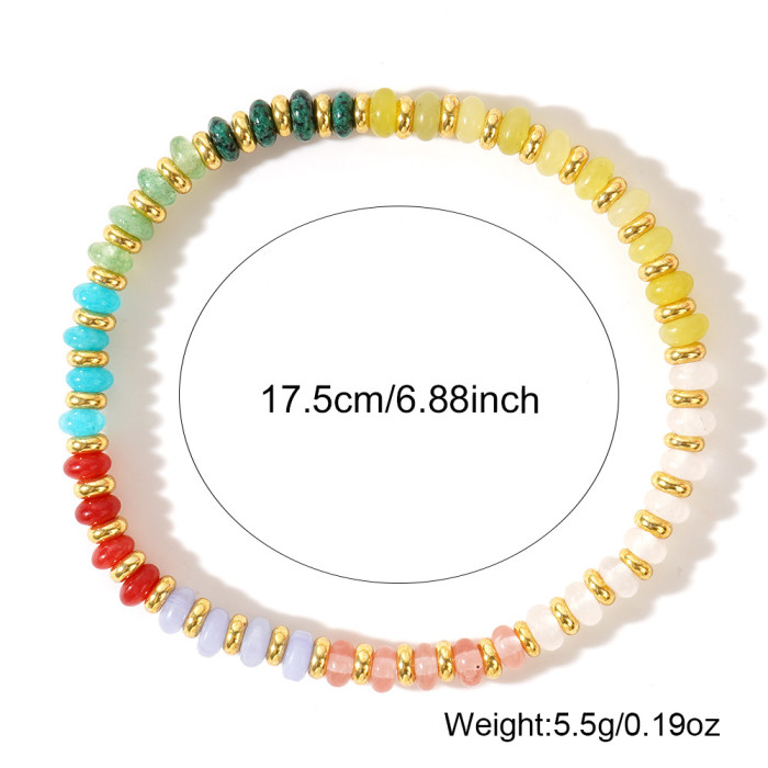 European and American Hot-Selling Bohemian Style Natural Stone Bracelet Commuting Simple Versatile New Beaded Elastic Bracelet
