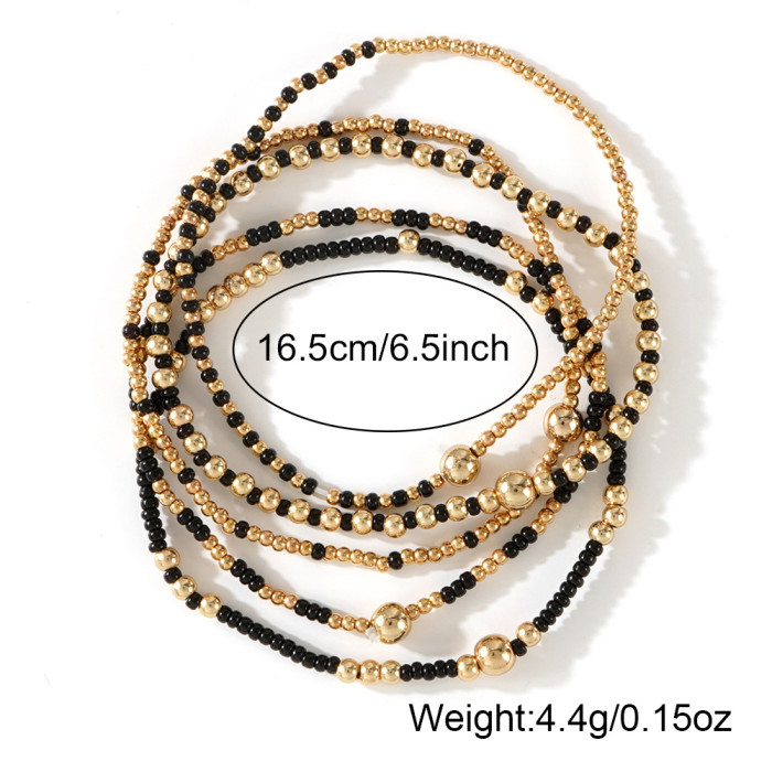 Fashion Girls Gold Beaded Stackable Friendship Bracelet Set Handmade Beaded Bracelet High-End Feel