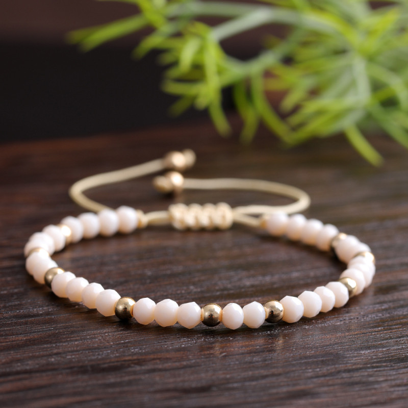 European and American Hot-Selling High-Value Crystal Beaded Bracelet for Women, Commuting Simple Elegant Gold Bead Mixed Bracelet Wholesale