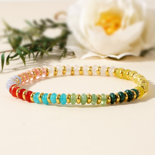 Cross-border E-commerce Hot Sale Retro Bohemian Style Abacus Bead Semi-precious Stone Beaded Bracelet, Suitable for Men and Women