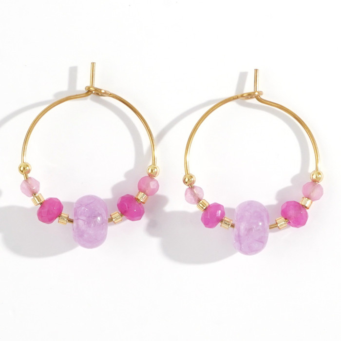 Natural Colorful Fashion High-end Luxury Abacus Bead Faceted Dongling Semi-precious Stone Women's Earrings Wholesale