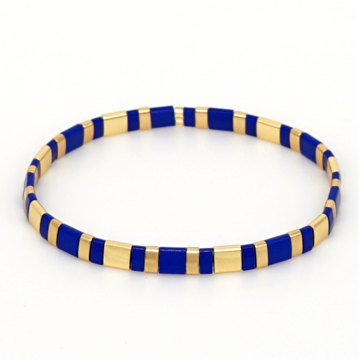Bohemian Retro Ethnic Style Beaded Bracelet Fashion Simple Multi-layer Stacked Tila Bead Bracelet Elastic Bracelet