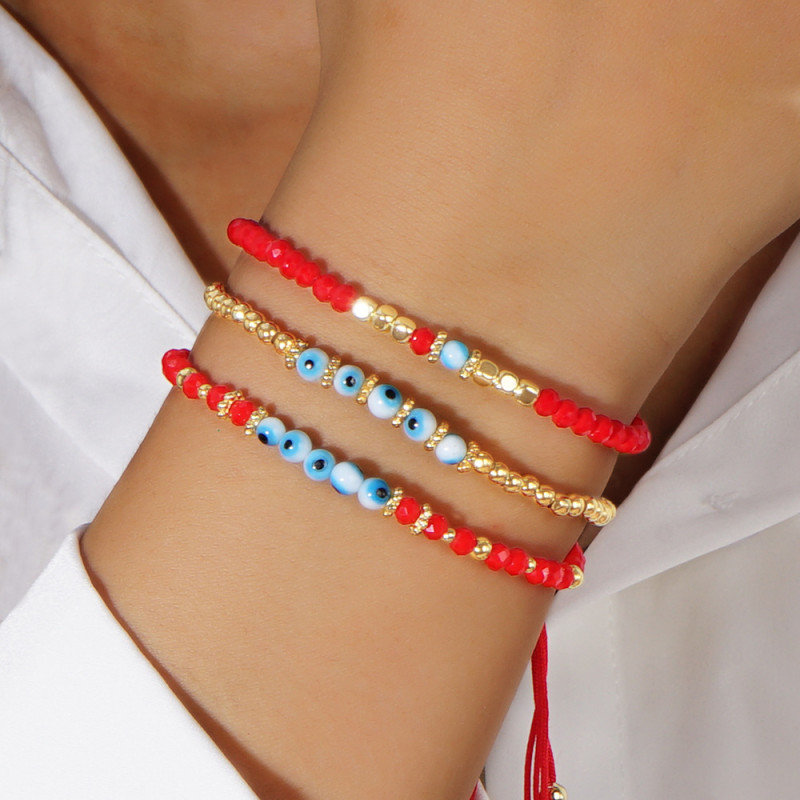 Summer New Red String Beaded Evil Eye Bracelet, Fashionable Couple's Must-Have Bracelet with a Light Luxury and High-End Feel