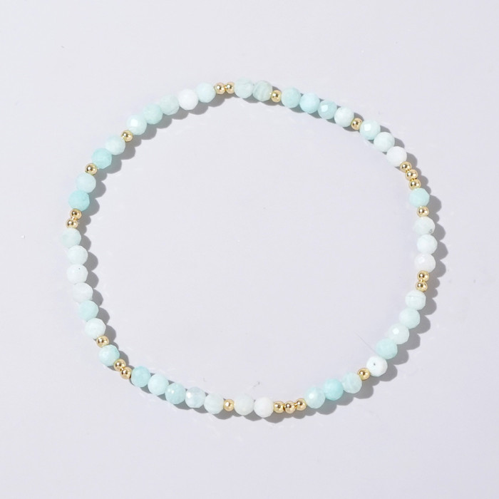 Natural Stone Elastic Cord Bracelet Multi-Color Mixed Japanese and Korean Style Small Particle Crystal Stone Jewelry Bracelet Ins Hot Style Jewelry