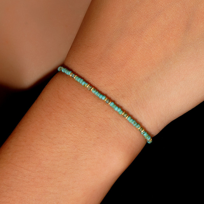 Niche Retro Fresh Anklet Bohemian Vacation Style Fashion Metal Mixed Pattern Stone Beaded Anklet
