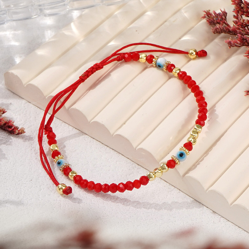 Bohemian Style Gold Bead Red Crystal Bracelet Snowflake Glass Eye Design Summer Hot-Selling Accessory Gift