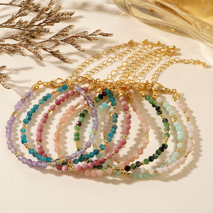 European and American Cross-Border Hot-Selling New Bohemian Style Colorful Natural Stone Bead Bracelet Women's Jewelry Niche Light Luxury