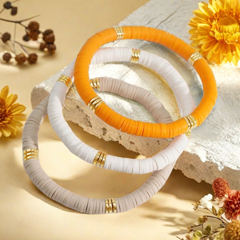 Cross-Border Hot-Selling Bracelet for Women, Soft Clay Slices, Colorful Surfer, Stackable Beaded Bohemian Bracelet Wholesale