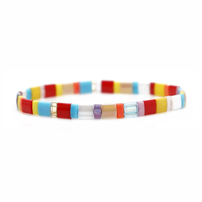 European and American Tila Bead Bracelet Jewelry for Women Bohemian Colorful Mixed Bracelet Vintage Geometric Bracelet