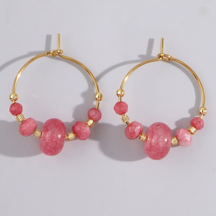 Natural Colorful Fashion High-end Luxury Abacus Bead Faceted Dongling Semi-precious Stone Women's Earrings Wholesale