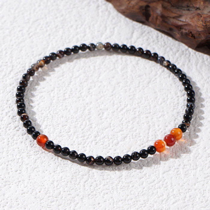 Natural Agate Tiger Eye Stone Tourmaline Garnet Lapis Lazuli Moonstone Bracelet for Men and Women Ins Single Circle Forest