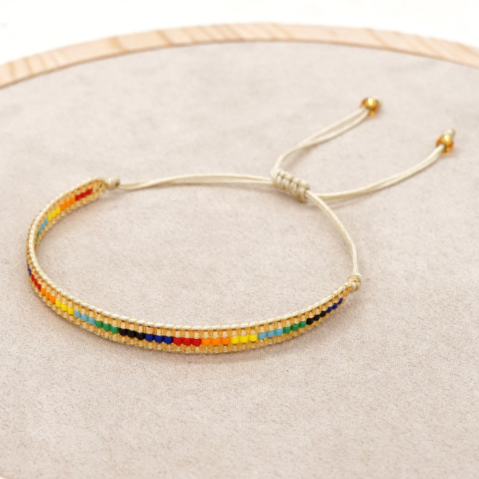 Jewelry Stone-Inlaid Square Claw Chain Bracelet for Women Simple Fashion Colorful Stone Multi-Layer Stainless Ste...