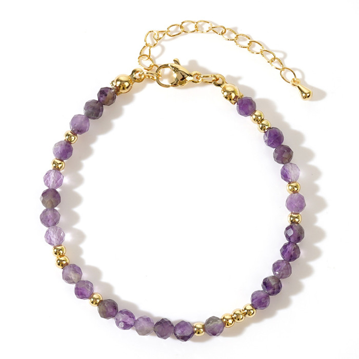 European and American Hot-Selling Natural Semi-Precious Stone Faceted Mixed Color Beaded Bracelet Niche High-End Jewelry Factory Direct Supply