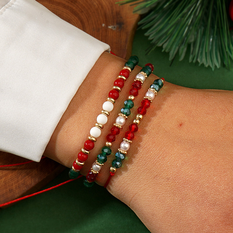 Christmas New Multi-color Crystal Beads Adjustable Bracelet Female bohemian Style Festival Limited Hand Jewelry Wholesale