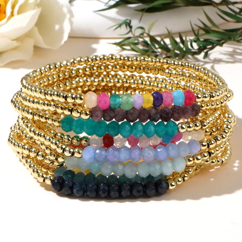 2024 Summer New Design Cross-Border European and American Fashion Mixed Color Abacus Beads Copper Beads Bracelet Women's Bracelet Wholesale