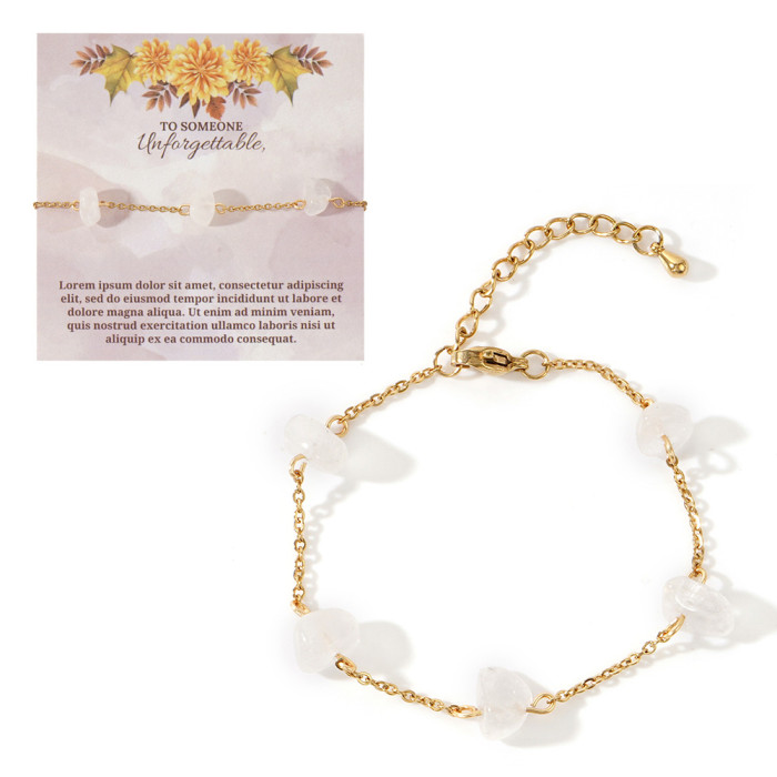 Colorful Irregular Crystal Raw Stone Bracelet Natural Stone Stainless Steel Starry Sky Bracelet Cross-Border Hot-Selling Jewelry