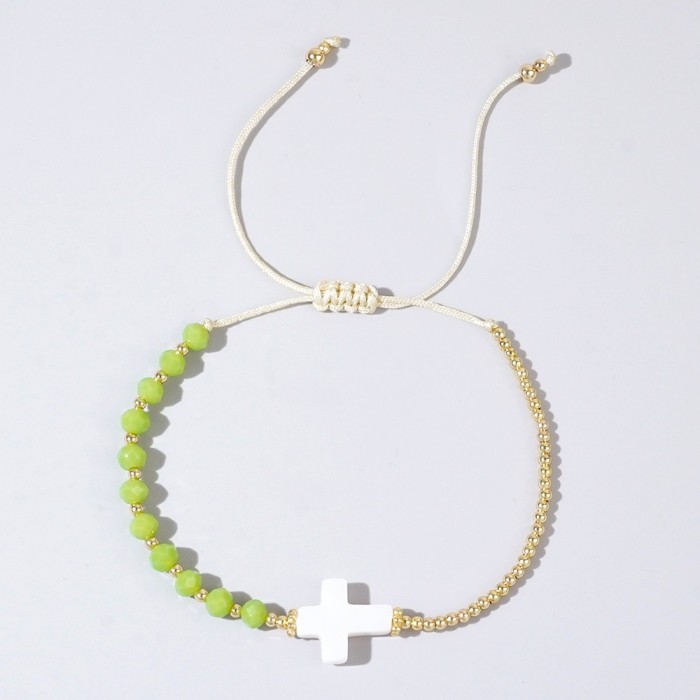 Hot Selling Bohemian Style Shell Cross Crystal Copper Bead Bracelet Women's Fashion Accessories