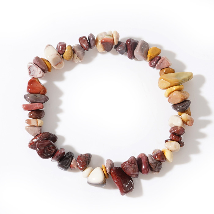 Raw Stone Crystal Mineral Raw Stone Women's Bracelet Irregular Crushed Stone Pink Quartz Elastic Cord Bracelet Jewelry Gift In Stock