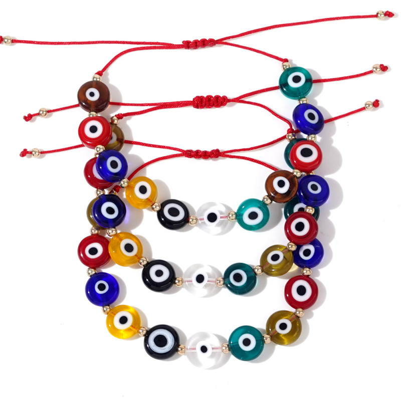2025 New Creative Glass Bead Eye Bracelet Vintage Ethnic Style Colorful Evil Eye Hand Jewelry Wholesale for Stalls