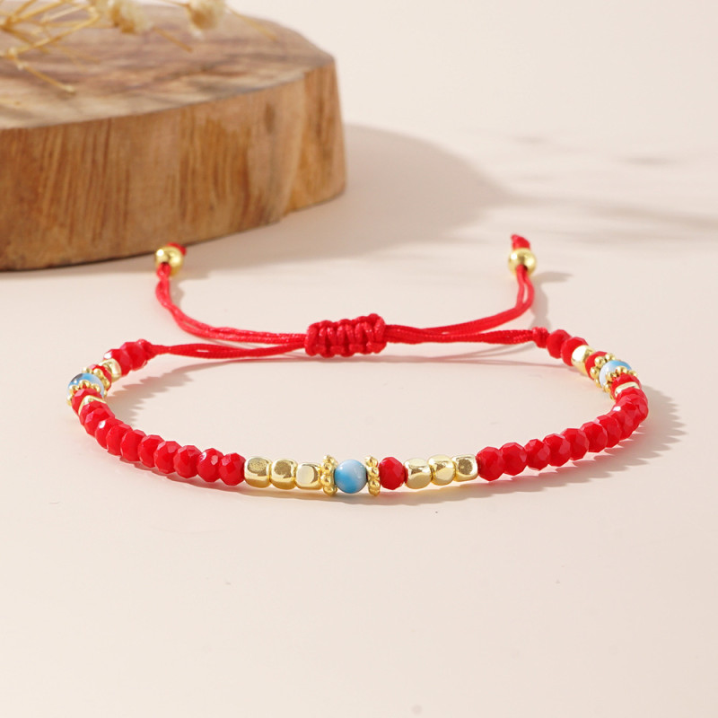 Summer New Red String Beaded Evil Eye Bracelet, Fashionable Couple's Must-Have Bracelet with a Light Luxury and High-End Feel