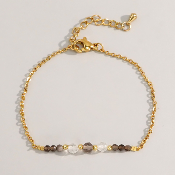 Cross-Border Hot-Selling Niche Semi-Precious Stone Bracelet Bohemian Chain Beaded Double-Layer Stacked High-End Bracelet