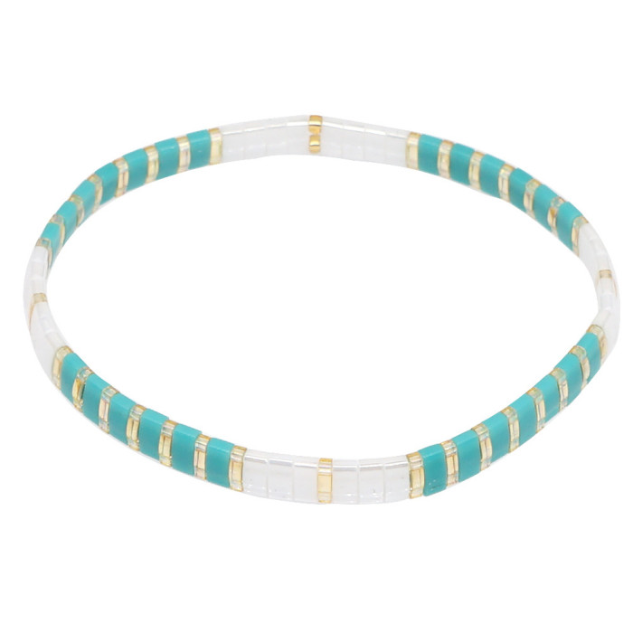 Bohemian Retro Ethnic Style Beaded Bracelet Fashion Simple Multi-layer Stacked Tila Bead Bracelet Elastic Bracelet
