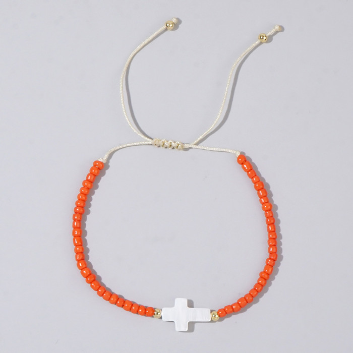 Jewelry Shell Cross Black Gallstone Beaded Bracelet Cross Easter Card Wholesale