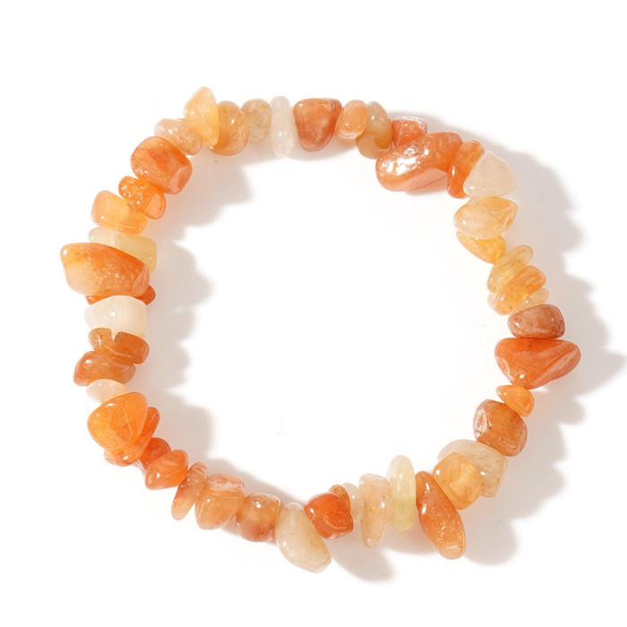 Raw Stone Crystal Mineral Raw Stone Women's Bracelet Irregular Crushed Stone Pink Quartz Elastic Cord Bracelet Jewelry Gift In Stock