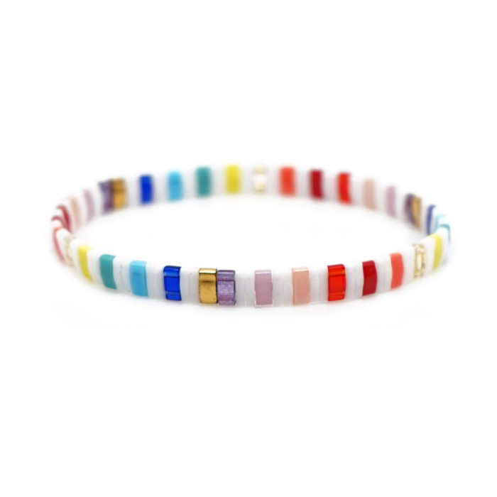 Cross-Border Hot-Selling Niche Retro Bohemian Hand Jewelry Beach Style Tila Bead Trendy Bracelet for Women