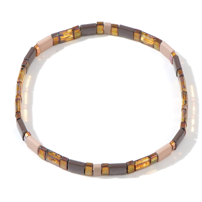 Retro Ethnic Style Japanese Tila Bead Bracelet for Women Bohemian Style Elastic Beaded Bracelet Wholesale